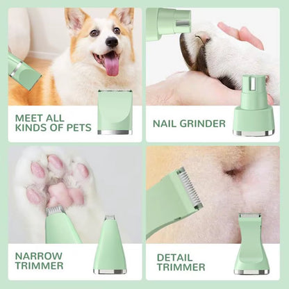 4 In1 Dog Clippers Grooming Kit Hair Clipper-Low Noise Paw Trimmer-Cordless Quiet Nail Grinder Shaver for Cats and Other Pets